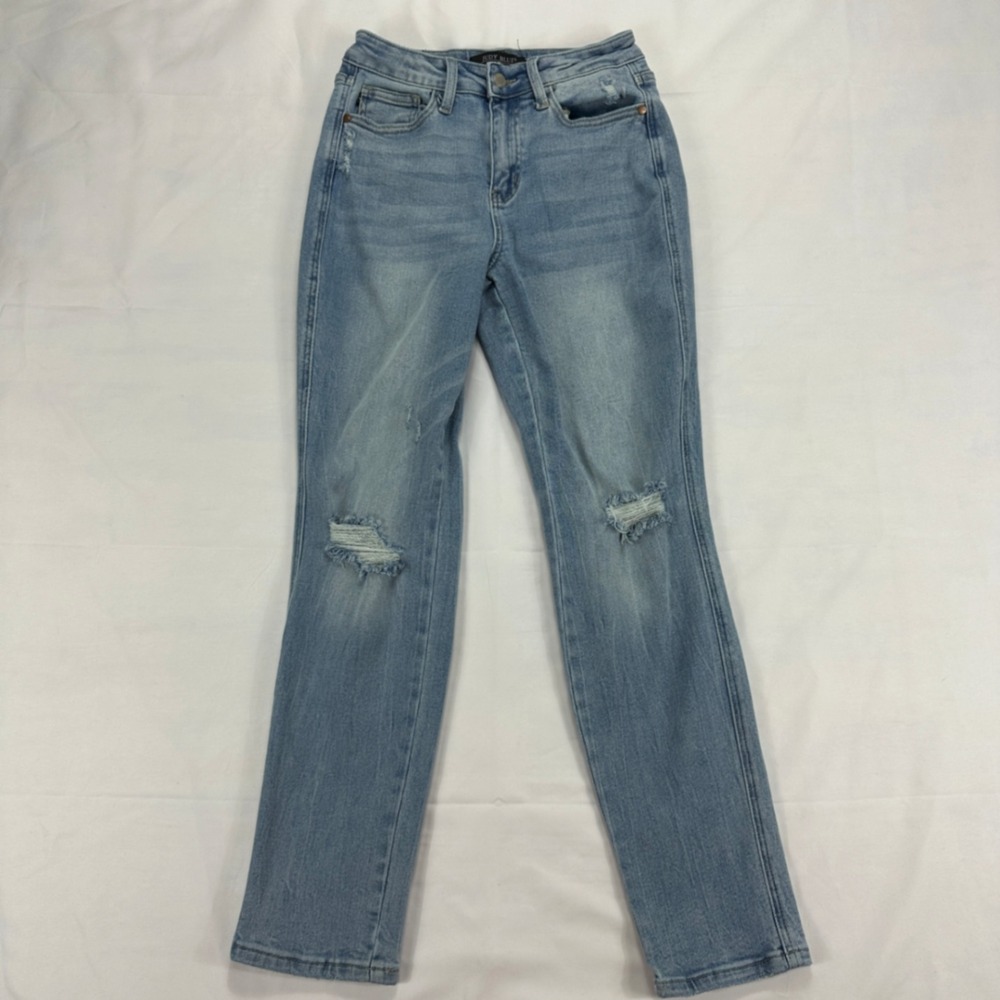 Judy Blue Women's Distressed‎ Skinny Jeans Light Wash Star Pocket 3/26